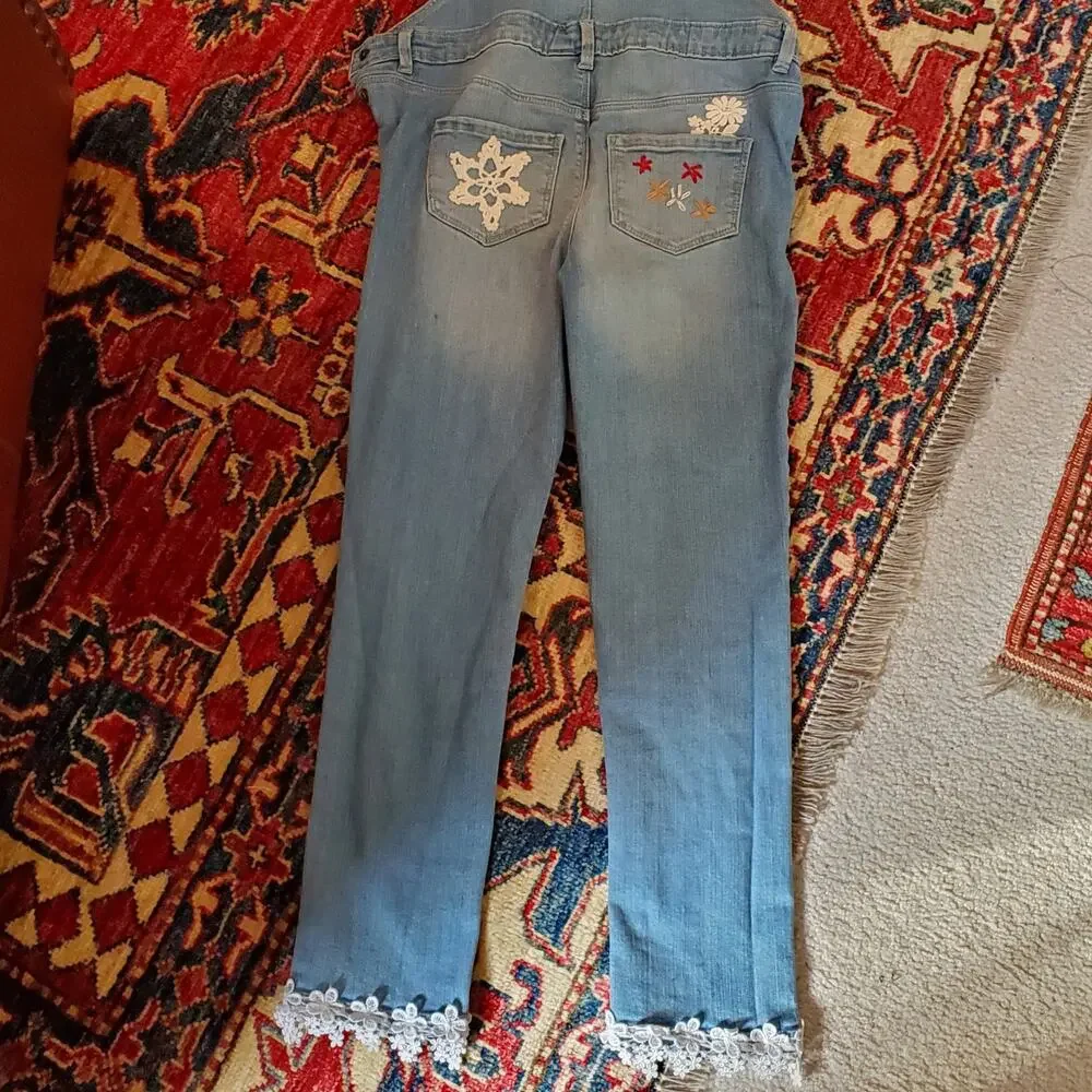 Classic Oshkosh Vestbak Upcycled Restyled Overalls Handmade‎ Girls Sz8